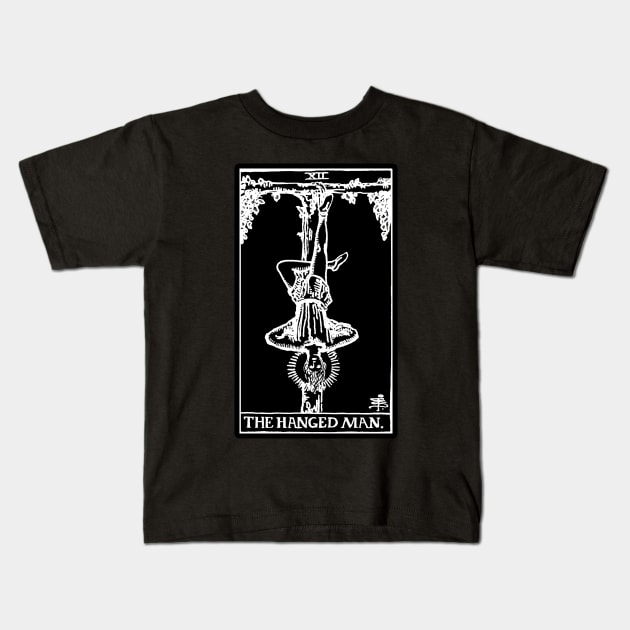 XII. The Hanged Man Tarot Card | Obsidian and Pearl Kids T-Shirt by wildtribe